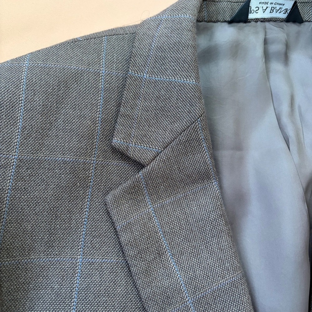 Jos A Bank Blazer Mens 42R Plaid Silk Camel Hair Brown Sport Coat Signature